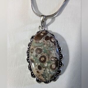 Birdseye Jasper Pendant With Chain